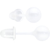 6mm White Ceramic Ball Stud Earrings 18G