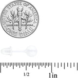 6mm White Ceramic Ball Stud Earrings 18G