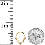 18G 5/16 Clear CZ Gem Gold Tone Heart Filigree Closure Ring