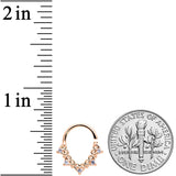 18G 5/16 Clear CZ Gem Rose Gold Tone Heart Filigree Closure Ring