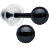 4mm Black Ceramic Ball Stud Earrings 18G