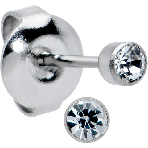 3mm Cubic Zirconia Bezel G23 Titanium Post Stud Earrings