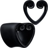 Black Curled Heart Valentines Day Tunnel Plug Set