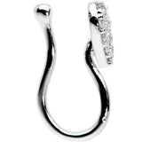 Clear CZ Gem Paved Heart Clip On Fake Nose Ring
