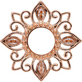 2G Brown Gem Rose Gold Tone Floral Screw Fit Tunnel Plug Set