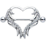 14G 3/4 Clear Gem Rock and Roll Heart Nipple Shield Set