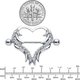 14G 3/4 Clear Gem Rock and Roll Heart Nipple Shield Set
