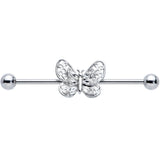 14G Clear Gem Lacy Butterfly Industrial Barbell 38mm