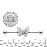 14G Clear Gem Lacy Butterfly Industrial Barbell 38mm
