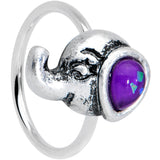 20G 5/16 Blue Faux Opal Elegant Elephant Nose Hoop