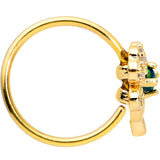 20G 5/16 Green Synth Opal Gold Tone Shamrock St Patricks Nose Hoop