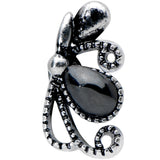 20G 1/4 Black Gem Abstract Bow Nose Bone