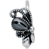 20G 5/16 Black Gem Abstract Bow Nose Hoop