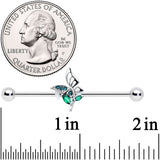 14G Blue Green Gem Floral Butterfly Industrial Barbell 38mm