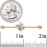 14G Clear Gem Rose Gold Tone Floral Butterfly Industrial Barbell 38mm