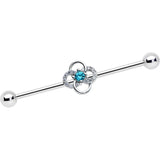 14G Clear Blue Gem Celtic Knot Industrial Barbell 38mm