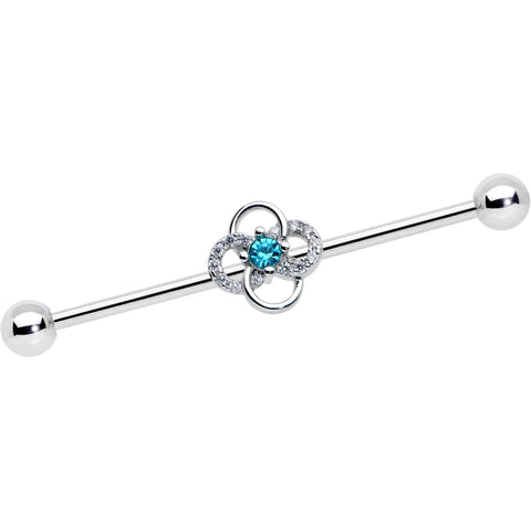 14G Clear Blue Gem Celtic Knot Industrial Barbell 38mm