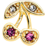 20G 1/4 Clear Purple Gem Gold Tone Very Cherry Nose Bone