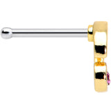 20G 1/4 Clear Purple Gem Gold Tone Very Cherry Nose Bone
