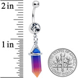Clear Gem Blue Purple Yellow Ombre Stone Hippie Dangle Belly Ring