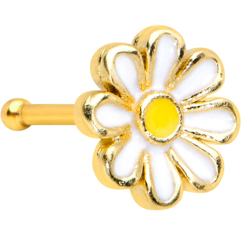 20G 1/4 Gold Tone Whimsical Daisy Flower Nose Bone