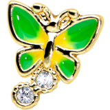20G 1/4 Clear CZ Gem Sweet Green Wing Butterfly Nose Bone