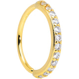 18G 3/8 Clear CZ Gem Gold Tone Forward Facing Closure Ring