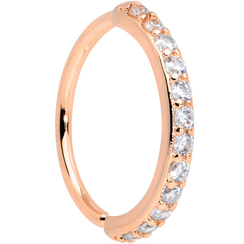 18G 3/8 Clear CZ Gem Rose Gold Tone Forward Facing Closure Ring