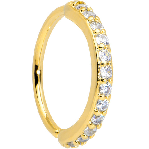 20G 5/16 Clear CZ Gem Gold Tone Forward Facing Nose Hoop