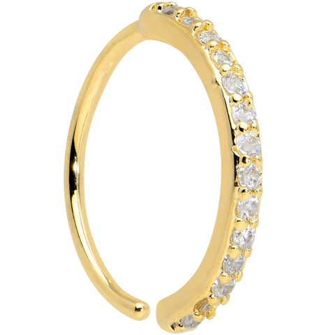 20G 3/8 Clear CZ Gem Gold Tone Forward Facing Nose Hoop