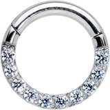 14G 5/16 Clear CZ Gem G23 Titanium Paved Hinged Segment Ring