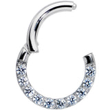 14G 5/16 Clear CZ Gem G23 Titanium Paved Hinged Segment Ring