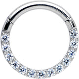 14G 3/8 Clear CZ Gem G23 Titanium Paved Hinged Segment Ring