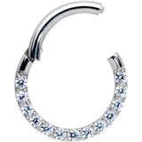 14G 3/8 Clear CZ Gem G23 Titanium Paved Hinged Segment Ring