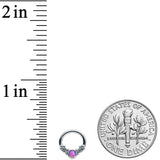 14 16G 1/4 5/16 Pink Synthetic Opal Ornate Captive Ring Set of 4