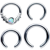 14 16G 1/4 5/16 White Synthetic Opal BCR Captive Ring Set of 4