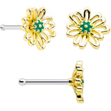 20G 1/4 5/16 Gold Tone Flower Ladybug Nose Hoop Bone Set of 3