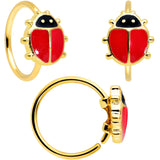 20G 1/4 5/16 Gold Tone Flower Ladybug Nose Hoop Bone Set of 3