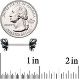 14G 1/2 Black Gem Abstract Bow Barbell Nipple Ring Set