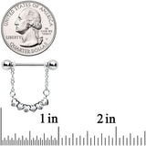 14G 9/16 Clear Gem Link Heart Valentine Dangle Nipple Ring Set