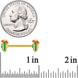 14G 11/16 Gold Hue Acorn Pine Cone Autumn Barbell Nipple Ring Set