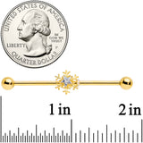 14G Clear Gem Gold Hue Snowflake Christmas Industrial Barbell 38mm