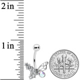 Clear Aurora Gem Super Glam Butterfly Belly Ring