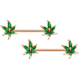 14G 5/8 Rose Gold Tone Tiny Ladybug Barbell Nipple Ring Set