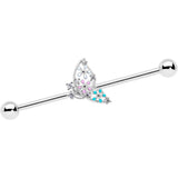 14G Clear CZ Gem Abstract Butterfly Industrial Barbell 38mm