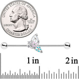 14G Clear CZ Gem Abstract Butterfly Industrial Barbell 38mm