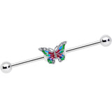 14G Clear Gem Bright Beauty Butterfly Industrial Barbell 38mm