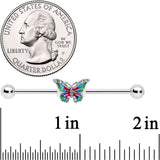 14G Clear Gem Bright Beauty Butterfly Industrial Barbell 38mm