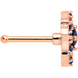 20G 1/4 Blue Gem Rose Gold Tone Wicked Web Nose Bone