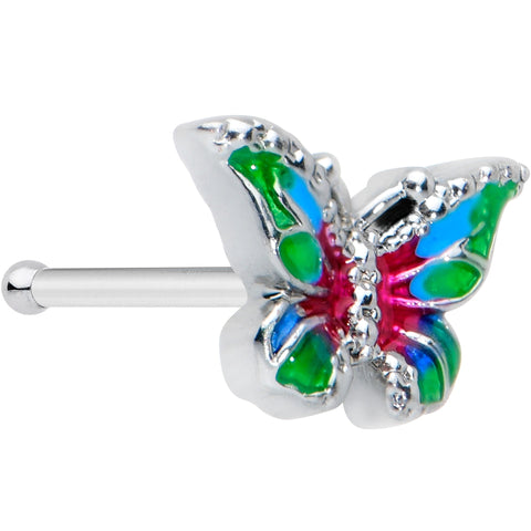 20G 1/4 Bright Beauty Textured Butterfly Nose Bone